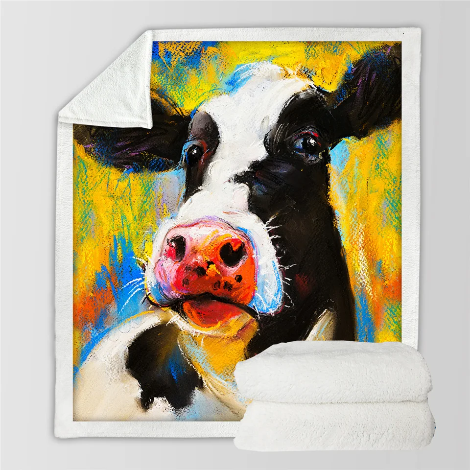 Постельные принадлежности Outlet одеяло из молочной коровы s для кроватей красочное плюшевое покрывало Пастельная живопись заказное одеяло пушистое одеяло с животными Прямая поставка