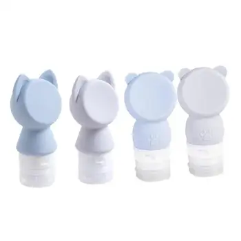 

Cartoon Cat Silicone Empty Bottle Cartoon Bear Shape Travel Containers Portable Squeeze Cosmetic Containers 4Set