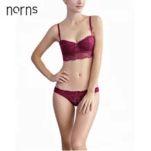 Norns, хлопковый Плотный бюстгальтер, пуш-ап, бюстгальтеры, женское нижнее белье, наборы, глубокий v-образный вырез, кружевной бюстгальтер с вышивкой, сексуальное нижнее белье, набор, чашка 1/2 размера плюс