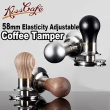 58 мм эластичность Регулируемый кофе Темпер 304 нержавеющая сталь деревянная рукоятка плоская/резьба давление пресс-молоток кофе аксессуары
