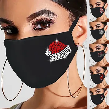 

Mascarilla Christmas Face Mask Fashion Women Reusable Outdoor Drill Breathable Cotton Windproof Mask Mouth Caps Washable Navidad