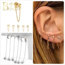 925 пробы, серебряные серьги для женщин, Золотая длинная цепочка, циркониевые серьги для девушек, серьги с кисточками, серьги в виде звезды, розы, цветка, K5