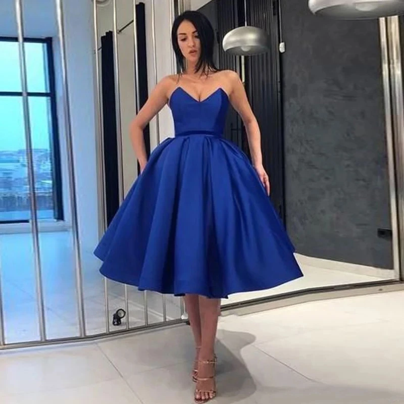 Женское вечернее платье It's yiiya, голубое короткое официальное платье на завязках с V-образным вырезом на лето 2019