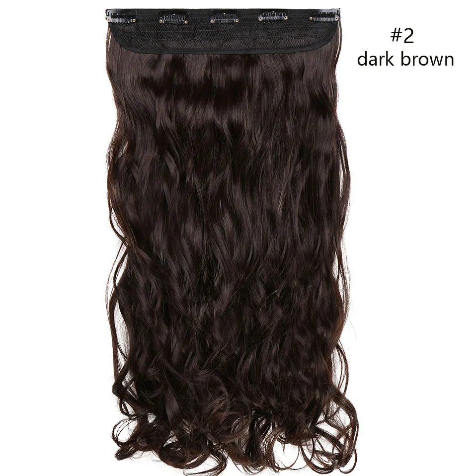 dark brown SNOILITE, 23 дюйма, длинные волнистые накладные волосы на заколках, синтетические, 5 зажимов, цельные волосы, черный, коричневый, Омбре, накладные волосы для женщин - Цвет: dark brown
