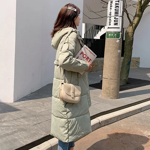 

2019 Winter Korean-style Fashion Casual Mid-length down Coat Students Loose-Fit BF Thick Cotton-padded Clothes Cotton Coat Women