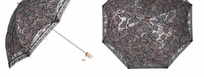 Пять складных мини-зонтов с кружевами, женский зонтик от дождя, с карманами, с черным покрытием, зонтик для дождя, женские танцевальные зонты, QZH187