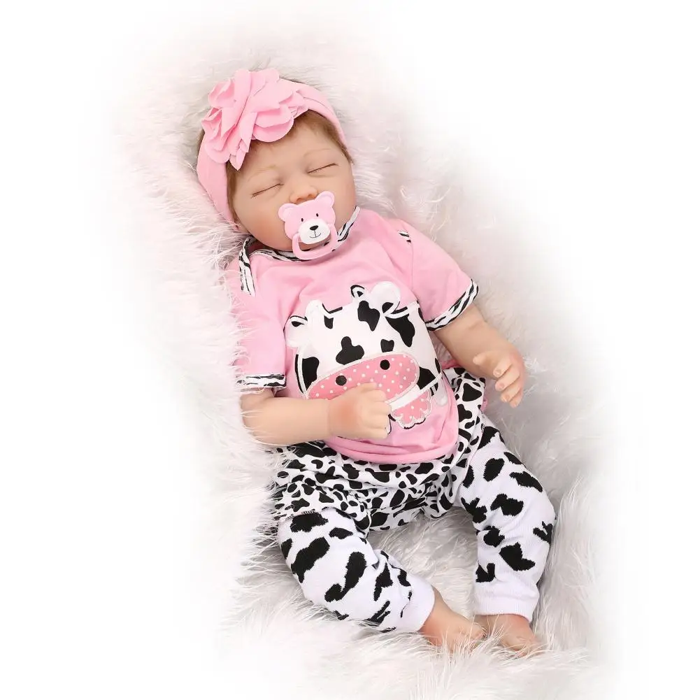 

None 55cm NPK Simulation Realistic Silicone Vinyl Baby Doll Closed-eyes Soft Doll for Comforting Baby