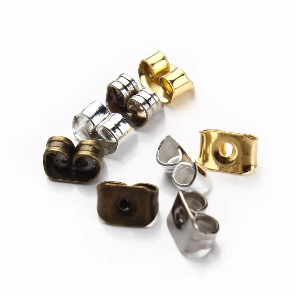 

200pcs Earring Back Settings Plugging Blocked Butterfly Earrings Stopper Cap Earplug for DIY Stud Earrings Making Jewelry