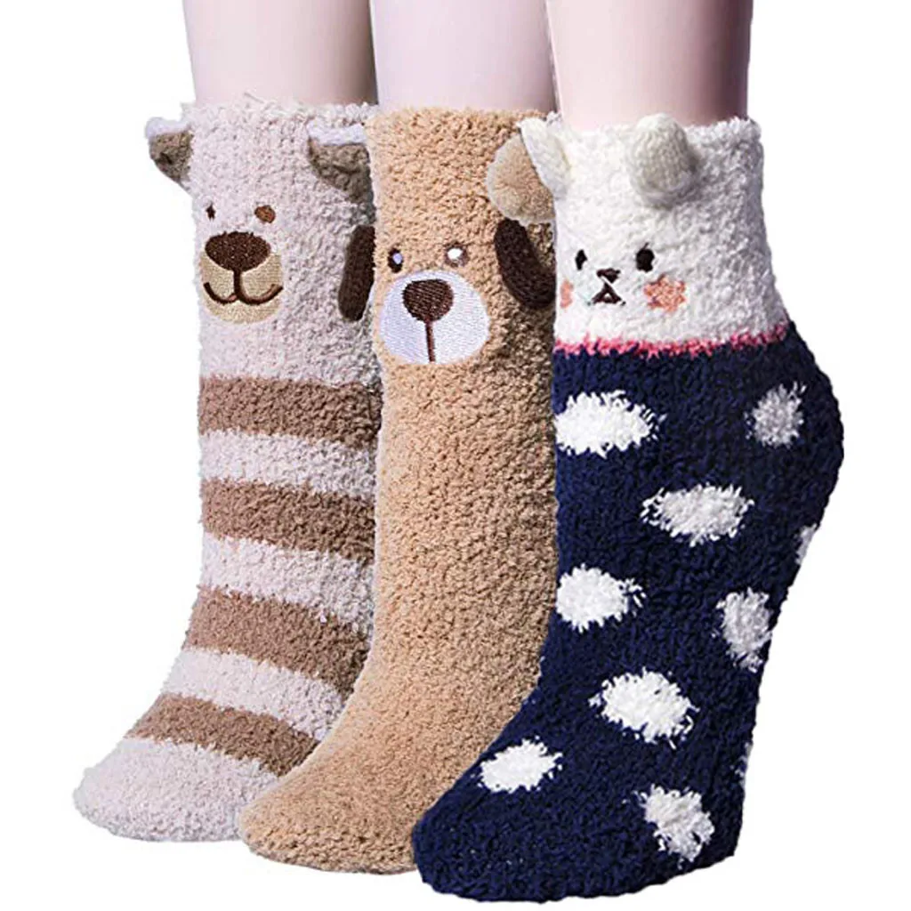 3 пары осенне-зимних женских пушистых носков, креативные носки для скейтборда в полоску, теплые удобные короткие носки Harajuku, милые забавные носки в стиле хип-хоп