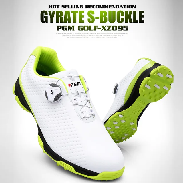 Golf Golf Shoes Men Sports Waterproof Shoes Breathable Knobs Buckle Anti-slip Training Sneakers &T8 white and green