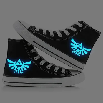 

High-Q Unisex Anime Legend of Zelda Canvas Shoes plimsolls Legend of Zelda Link luminous Casual Duck shoes rope soled shoes
