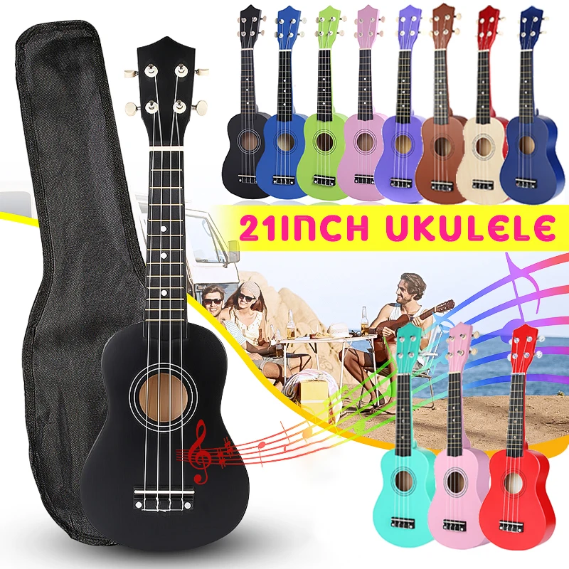 21 дюймов Ukelele сопрано 4 струны Гавайская ель липа гитара набор музыкальных