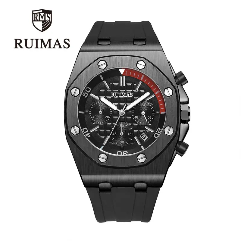 

Ruimas Men Watch Top Brand Luxury Silicone Band Clock 2019 Men's Watch Black Waterproof Sport Wristwatch Relogio Masculino