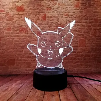 

Kawaii 3D Illusion Led Lamp Colorful Flashing Nightlight Pokeball Pikachu Anime Figma Toys for Baby