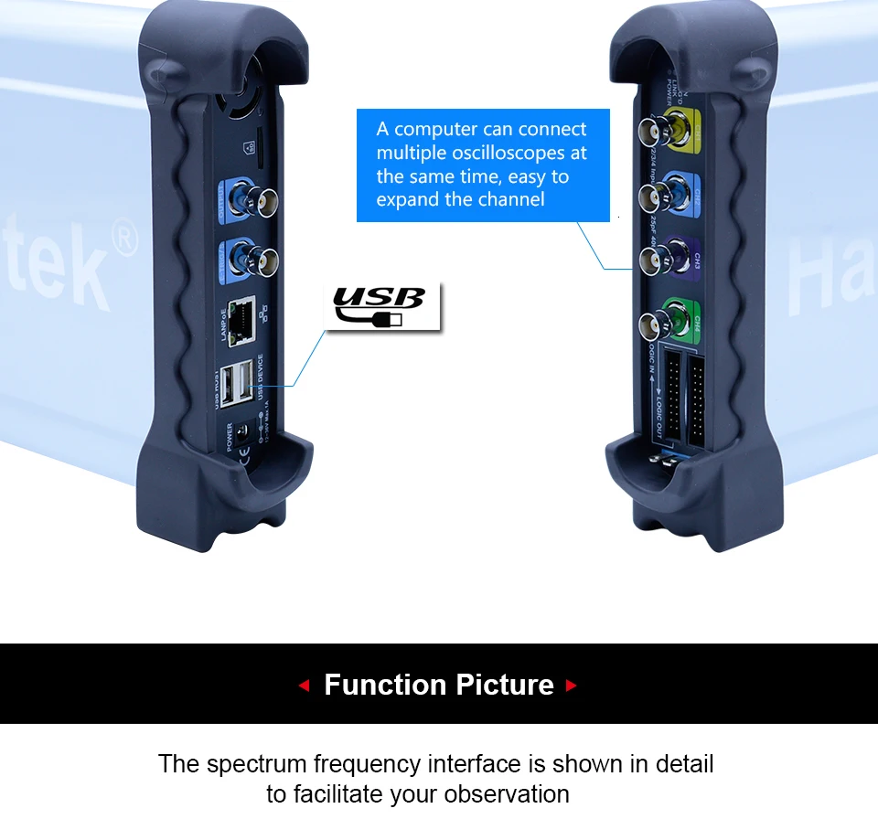 USB осциллографы 4CH 250Mhz 1GSa/s PC запоминающий генератор сигналов 16 каналов логический анализатор тестер формы волны Hantek DSO3254A