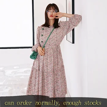 

LANMREM can ship French style vintage 2020 spring fashion new Dresses for famale Loose Irregular clothes with buttons YH943