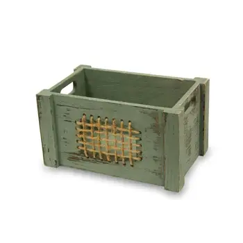 

Wooden box with color grid antique green (Measures: 26*16*14 cm.)