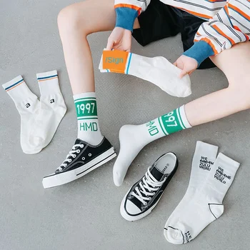 

Summer Korean Style Women Socks Female Ins Ladies Cotton Socks College Student Socks White Striped Sports Socks Streetwear Socks