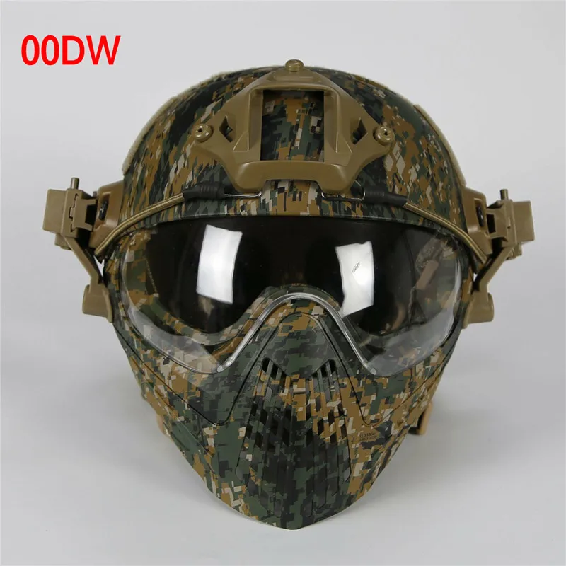 New Military Tactical Protective Helmet Airsoft Full Face Protection with Goggle Len Full Face Motorcycle Helmet - Цвет: 00DW