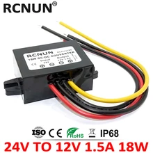 Rcmouse conversor 24 volts para 12 volts 18w, dc conversor 24 v para 12 v 1.5a carro conversor de energia