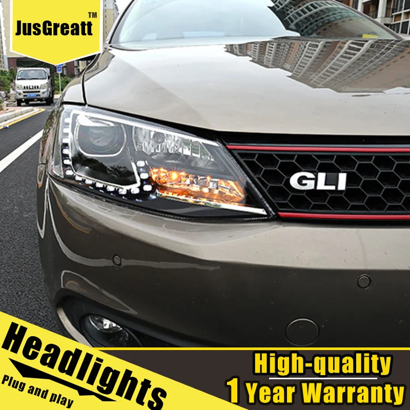 Пара для jetta светодиодный фары 2012- jetta HID фары биксеноновые фары Противотуманные фары Дневные ходовые огни двойные линзы