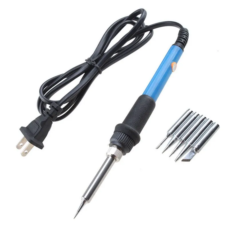 

60W Electric Soldering Iron Gun Adjustable Temperature 110V 220V Welding Solder Rework Station Heat Pencil 5pcs Tips Repair Tool