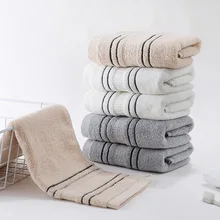 Полотенце для пары, чистый хлопок, для мытья лица, косынка, домашнее, простое, в полоску, мягкое, абсорбирующее, маленькое, квадратное полотенце, для мытья лица, банное полотенце