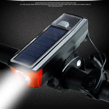

3 in 1 Bike Solar Led Front Light Horn Alarm Power Bank USB Rechargeable Lamp Cycling Bell Bicycle Flashlight Torch Headlights