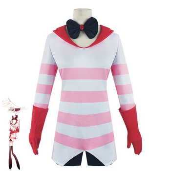 

Hazbin Cosplay Hotel Dust Angel Cosplay Costume Women Girls Fancy Suits Halloween Carnival Uniforms Top+Pants+Gloves+Bowtie
