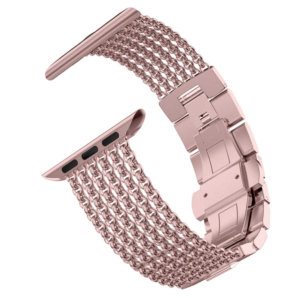 PGold Металлический ремешок для Apple Watch 38 мм 40 мм 42 мм 44 мм сетчатая Петля из нержавеющей стали сменный женский ремешок для iWatch 5 4 3 2 1 - Цвет ремешка: PGold