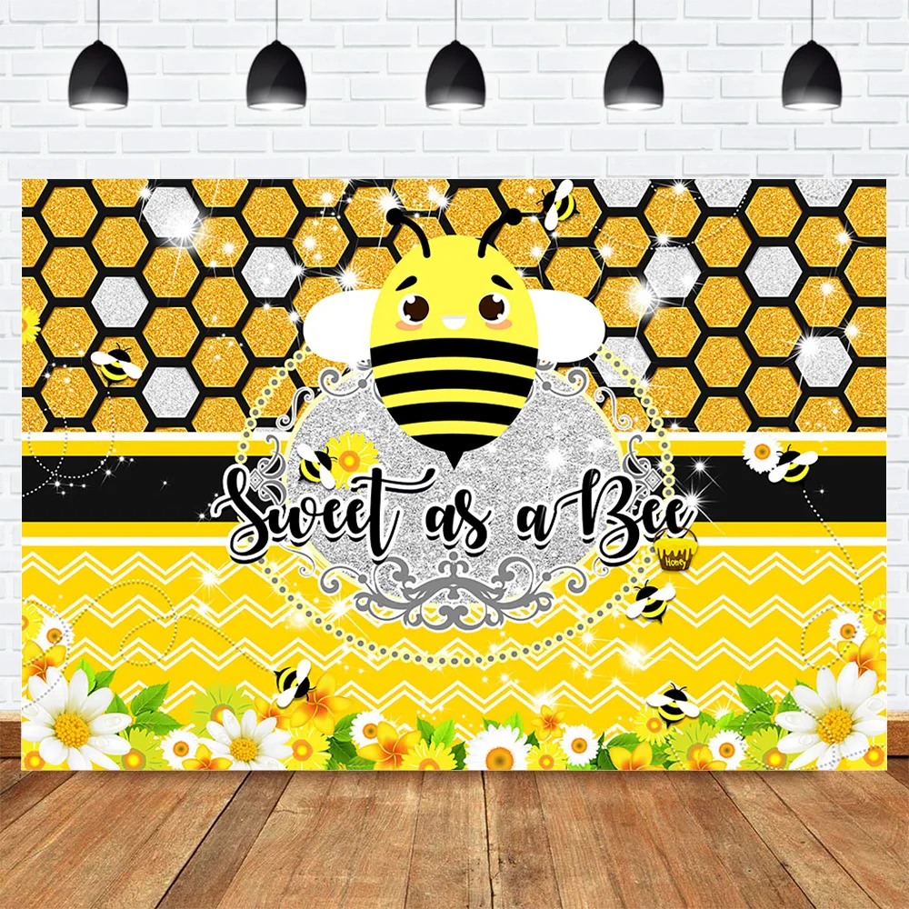 Sweet as a Bee Backdrop Yellow Baby Shower Background Gold Honeycomb Newborn Cute Bees Birthday Photo Backdrops Sunflowers | Электроника