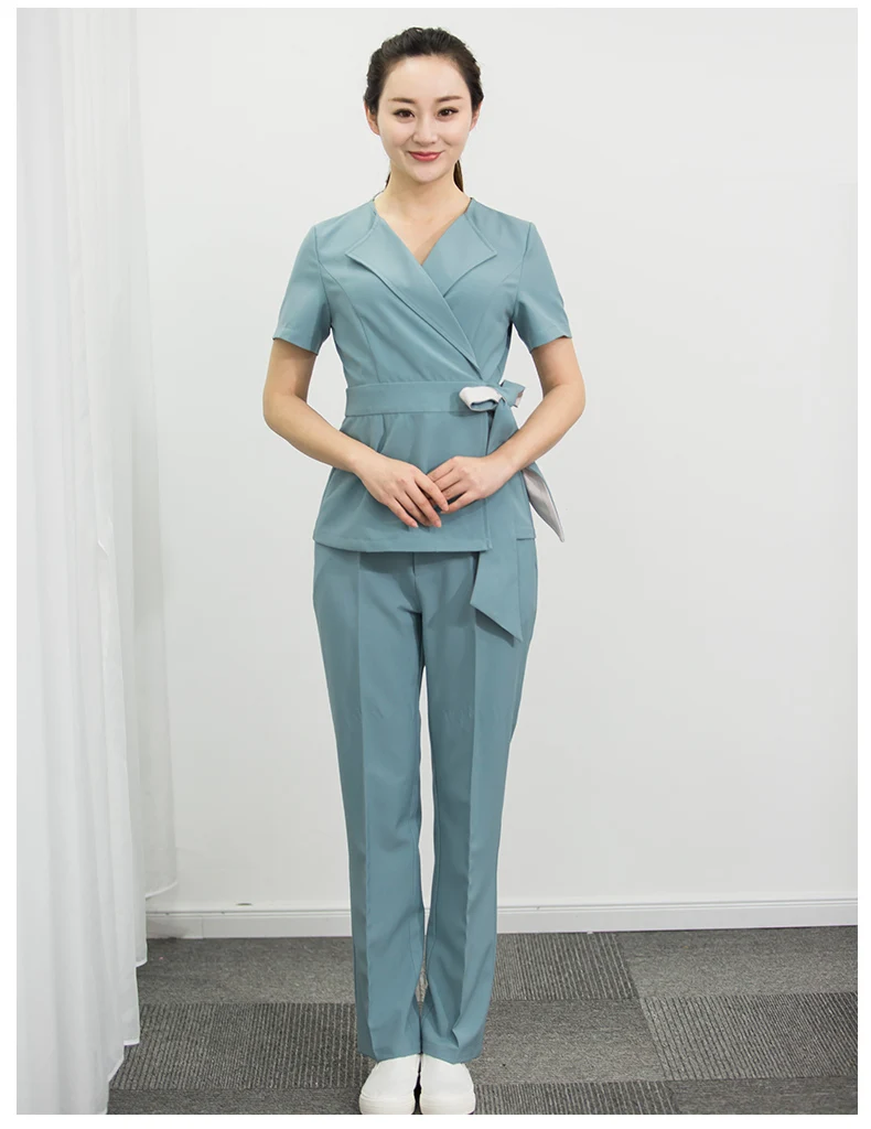 

Рабочая одежда для салона красоты, женский костюм, новинка 2020, косметологическая Рабочая Униформа с коротким рукавом для спа-салона и оздоровительного клуба