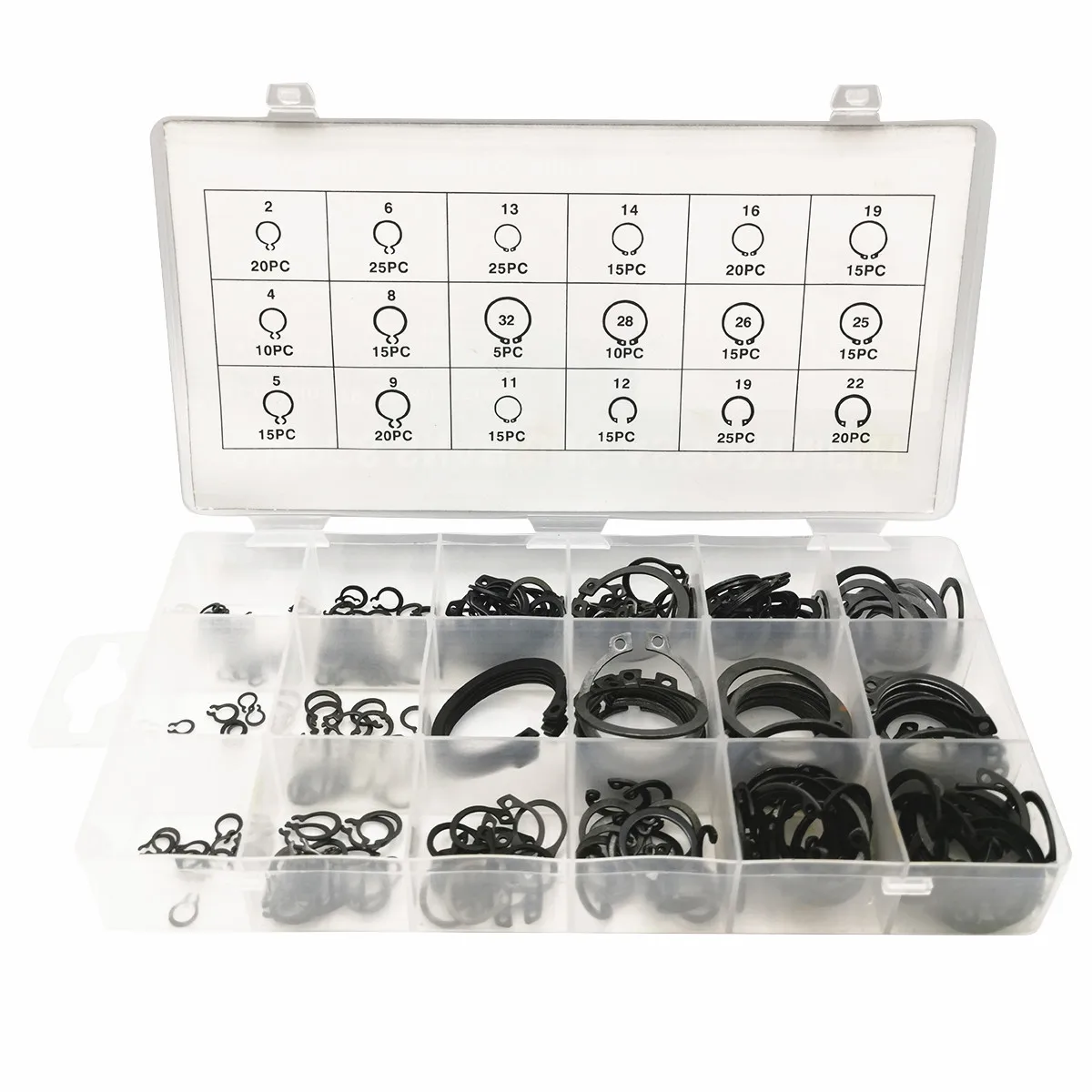 

300PCS Circlip Snap Set Open Retaining Ring C-type Cir Clip Lock Snap Circlip for Holes Shaft Collar Washer Hardware Fasteners