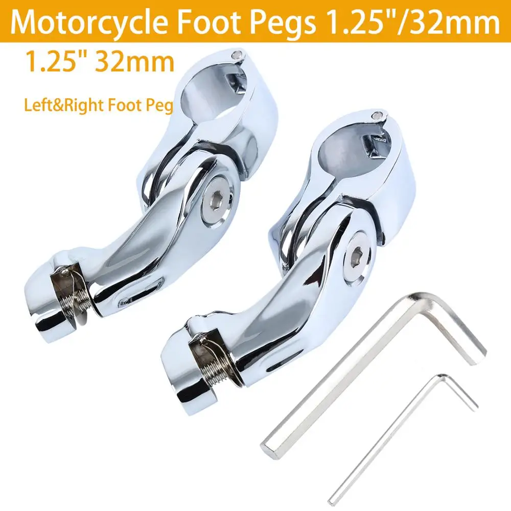 

Univesal Motorcycle Foot Pegs 1.25"/32mm Chrome Adjustable Highway Short Angle Foot Peg Mount Kit For Harley Yamaha Honda Suzuki