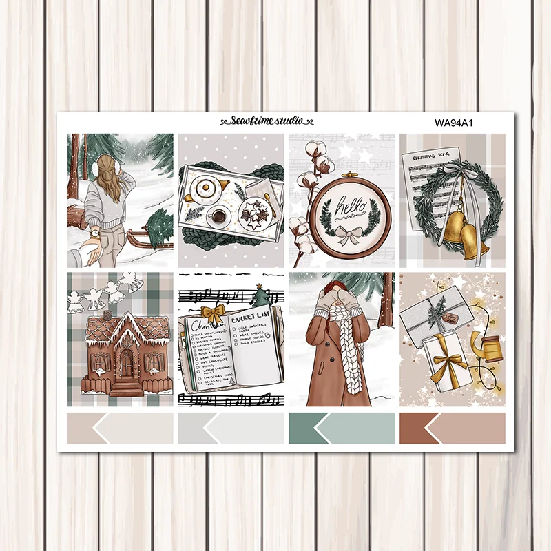 7sheets/pack Winter christmas snow scene Weekly Label Decorative Sticker DIY Planner Diary Scrapbooking Album Stickers