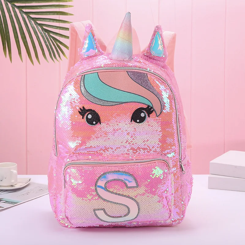 Sequin Unicorn школьные сумки большой емкости Рюкзаки с единорогом для девочек розовый Mochila Escolar Детский рюкзак детские школьные сумки - Цвет: Красный