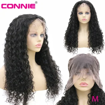 

Connie Curly 13X4 Lace Front Middle Ratio 10"-30" Malaysian Remy Human Hair Wig Natural Black Color 150% Density for Black Women