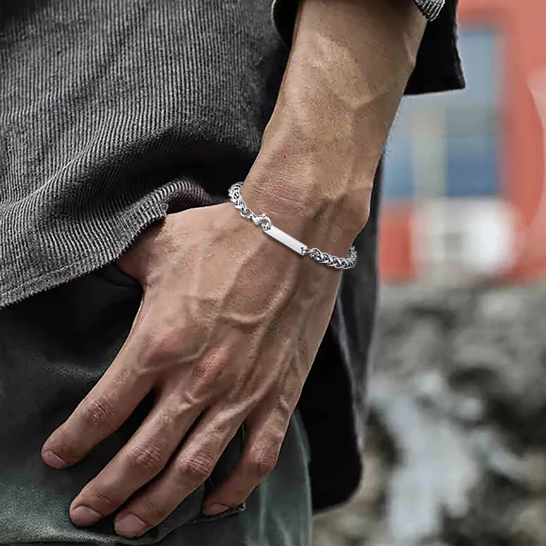 Vnox-pulsera cubana con nombre personalizado para hombre y mujer, pulsera de acero inoxidable con eslabones de trigo de Miami, nunca se decolora