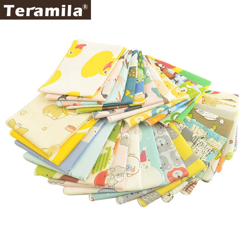 

Teramila 100% Cotton Fabric Telas DIY Patchwork Algodon Cloth Tissus Quilts Animal Cartoon Series 20x50cm For Baby Kids Bibs