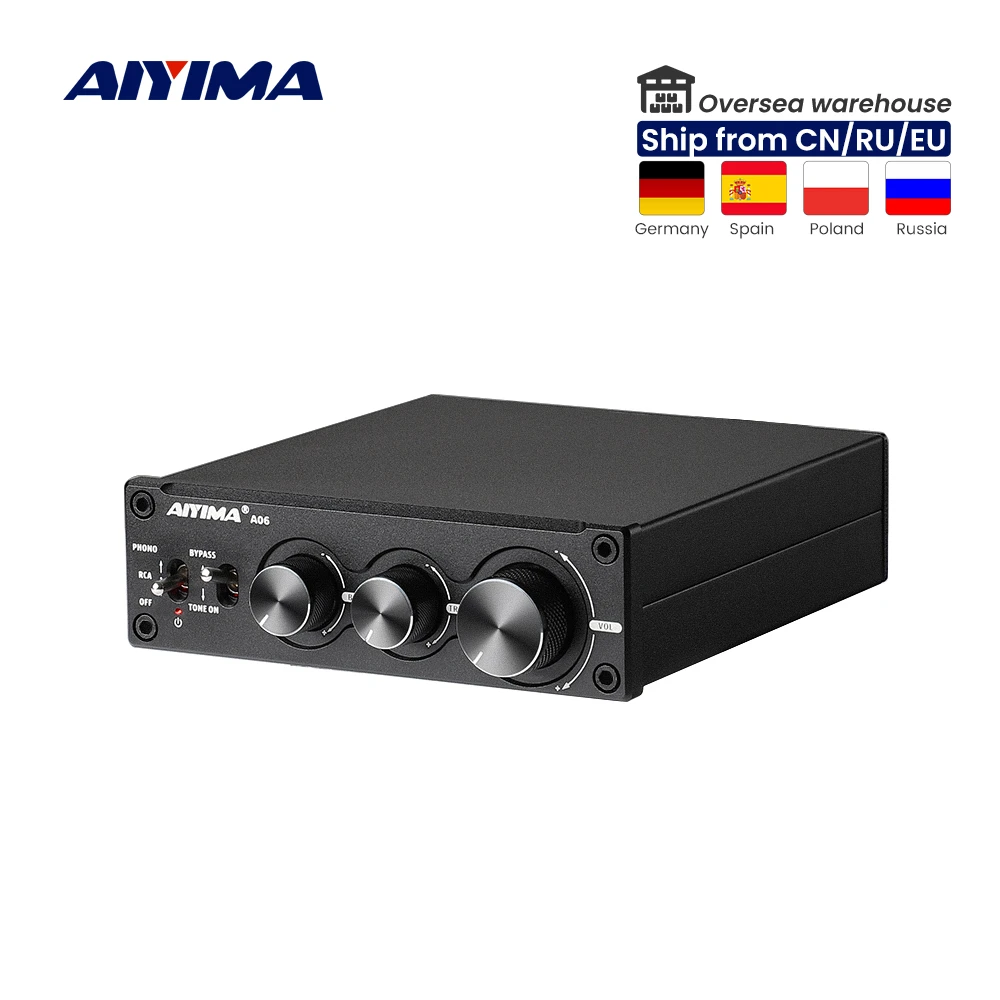 sound amplifier AIYIMA Audio A06 MM/MC Phono Amplifier TPA3221 100Wx2 Stereo HiFi Power AMP for Turntable Phonograph Preamp Treble Bass Control 5 channel amplifier
