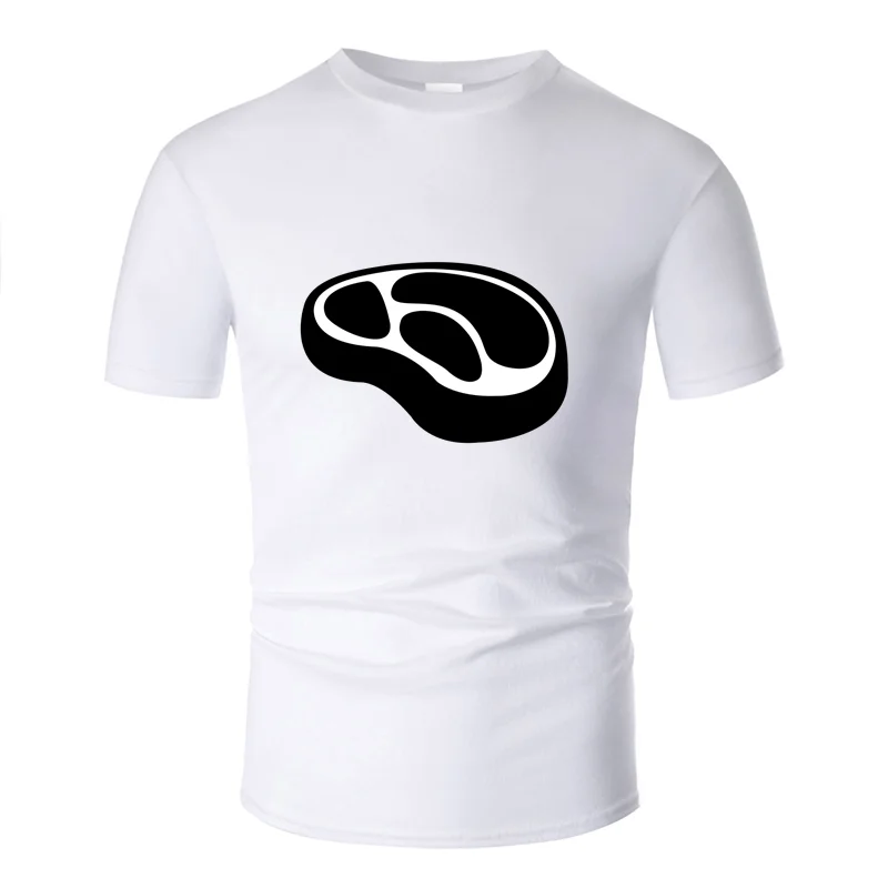 Men-White Повседневная футболка steak1 на заказ,, черная, большой размер S~ 5xl, уникальная мужская футболка, короткий рукав, круглый ворот, хип-хоп - Цвет: Men-White