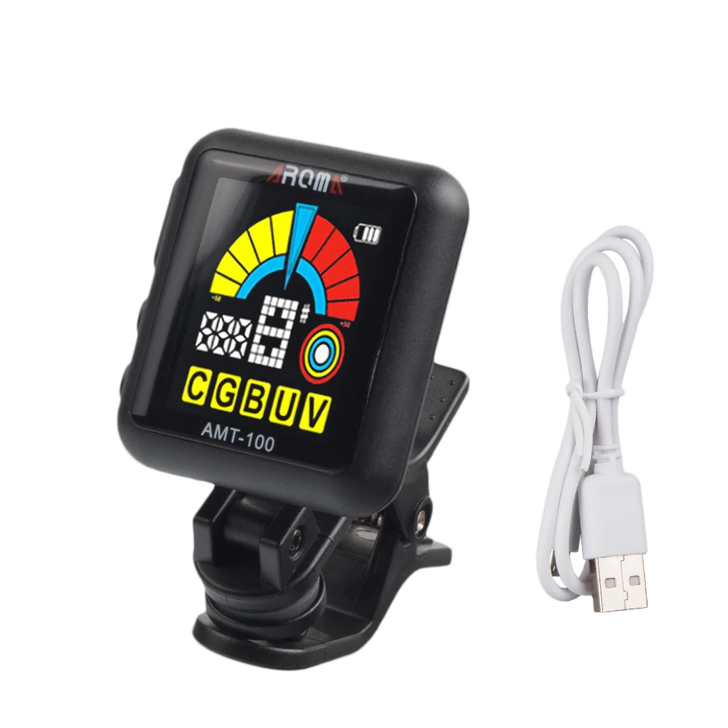 

AROMA AMT-100 Clip-on Electric Guitar Tuner Metronome USB Cable For Guitar Bass Ukulele Violin