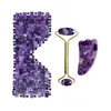 Natural Amethyst Jade Eye Mask Jade Roller Massager Gouache Scraper Set Cold Therapy Eye Mask Face Skin Care Massage Tools 2
