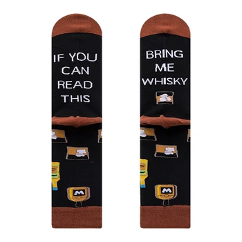 

Unisex Novelty Funny Saying Long Crew Socks If You Can Read This Martini Whisky Beer Wine Letters Cotton Stockings Gifts