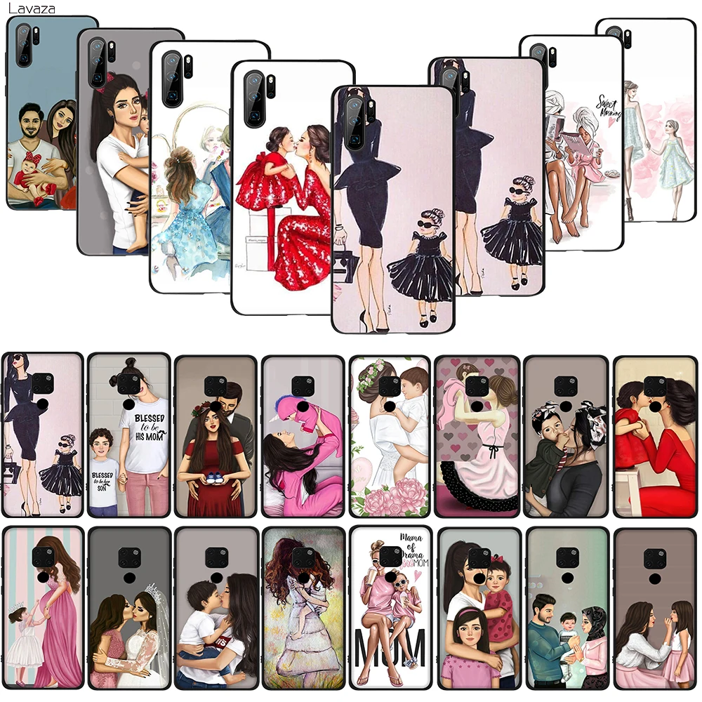 Lavaza Fashion Black Brown Hair Baby Mom Girl Queen TPU Case for Huawei Honor view 20 9x Pro P smart Z Plus P20Lite Mate 30 Lite | Мобильные