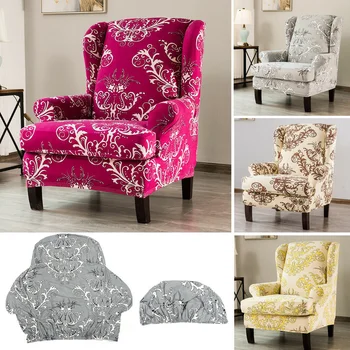 

2 Pcs/Set Floral Print Stretch Protector Wingback Chair Covers Armchair Recliner Wing Sofa Cover Dustproof Home Slipcover