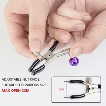 Erotic Breast Clips Nipple Stimulator Adult Games Sex Toys for Couples Flirting Nipple Clamps Metal purple Bells Rubber clip new 3