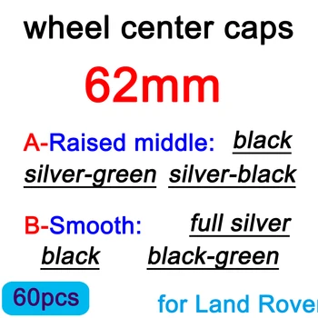 

60pcs/lot 62mm green black Car Wheel Center Caps hub rim covers for Land Rover RANGE ROVER Evoque Discovery Car accessories