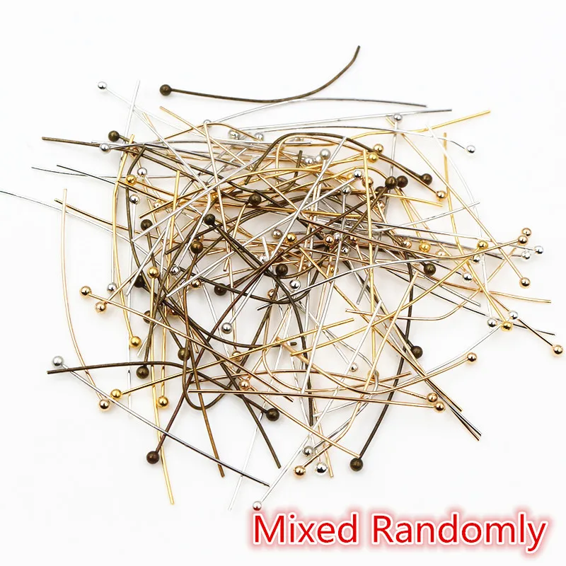 Silver Metal Ball Head Pins for DIY Jewelry Making - 200 Pieces, Various Sizes