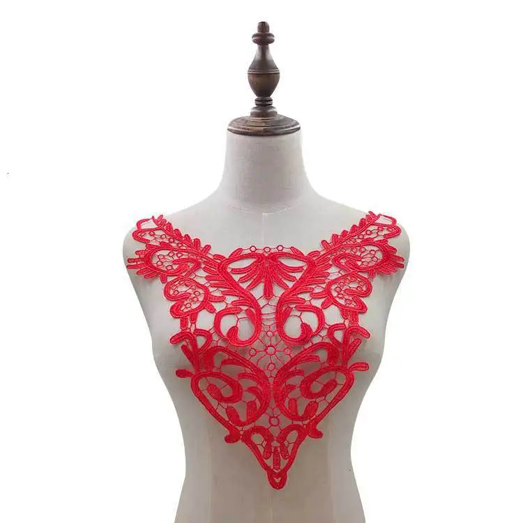 

1PCS Elegant Sew Patch Applique Cotton Cloth Lace Fabric Evening Dress Guipure Lace Collar Neckline Trim DIY Sewing Supplies